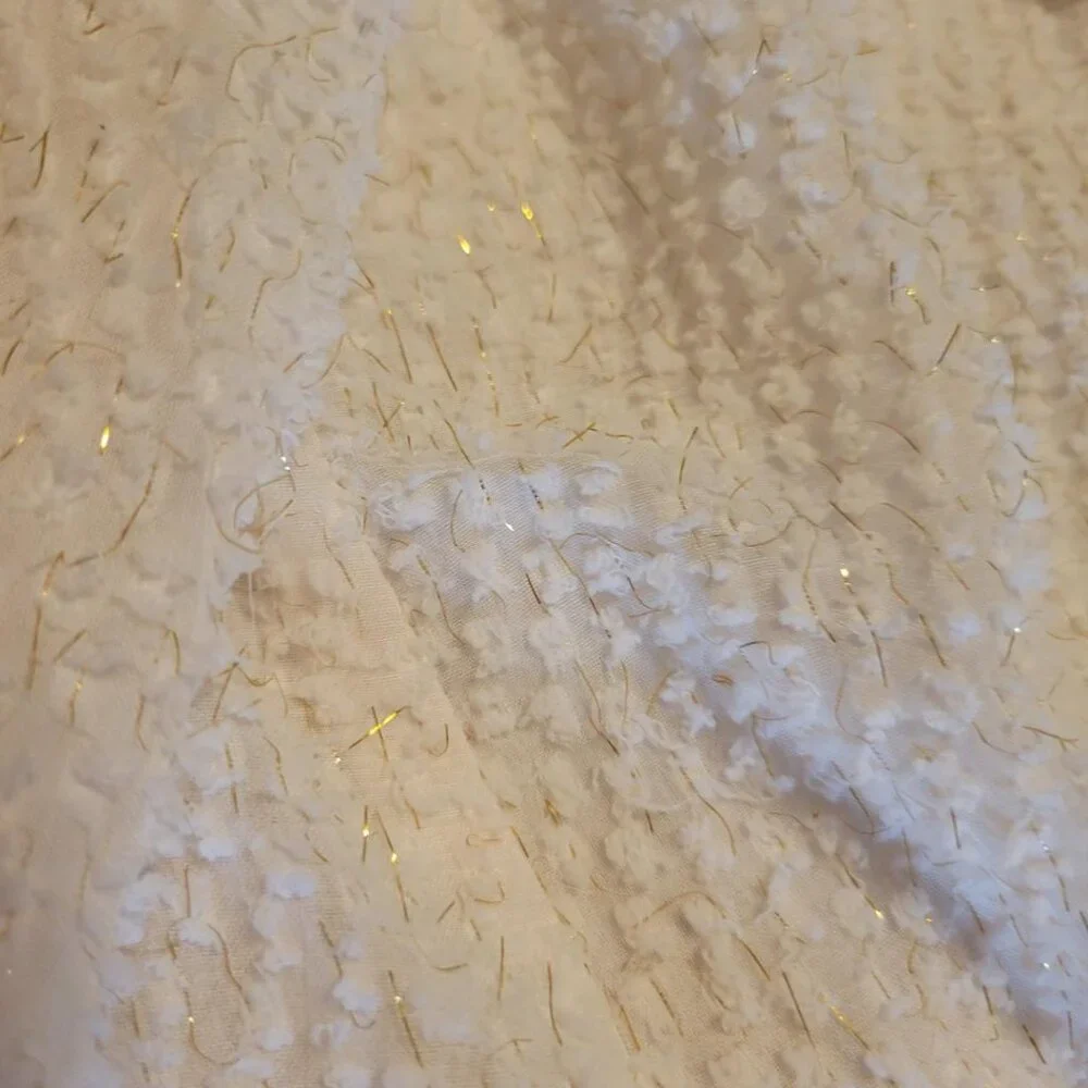 LOFT Cream with Gold Sparkle Ruffled Blouse - Picture 6 of 14